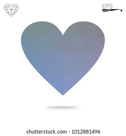 Light Blue, Green vector abstract Triangle Geometrical Heart on white polygonal background. Happy Valentine's Day Greeting Card. Stock template for your design.