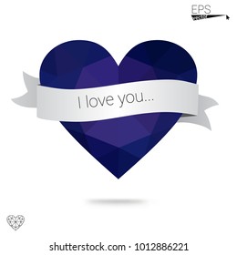 Light Blue, Green vector abstract glitter heart shape on white background in love concept for valentine's day with sweet and romantic moment. Polygonal design for your business.