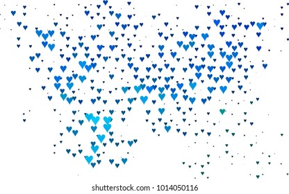 Light Blue, Green vector abstract small hearts on white background. Template for valentine day with sweet, romantic concept. Amazing pattern for your design, banner, leaflet.