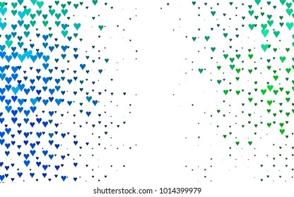 Light Blue, Green vector abstract small hearts on white background. Template for valentine day with sweet, romantic concept. Amazing pattern for your design, banner, leaflet.