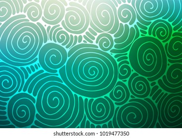 Light Blue, Green vector abstract doodle texture. Blurred decorative design in Indian style with Zen tangles. The textured pattern can be used for website.