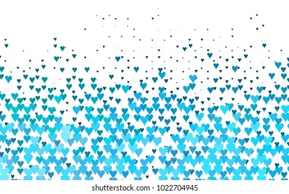 Light Blue, Green vector abstract lovely pattern with Hearts on white background. Happy Valentine's Day Greeting Card with small hearts. Stock template for your romantic ad, leaflet, banner.