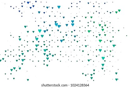 Light Blue, Green vector abstract small hearts on white background. Template for valentine day with sweet, romantic concept. Amazing pattern for your design, banner, leaflet.