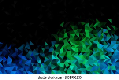 Light Blue, Green vector abstract polygonal template. Triangular geometric sample with gradient.  Triangular pattern for your business design.