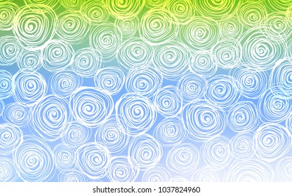 Light Blue, Green vector abstract doodle template. A vague abstract illustration with roses in doodles style. The best blurred design for your business.