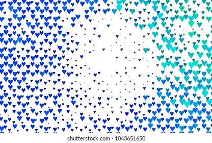 Light Blue, Green vector abstract lovely pattern with Hearts on white background. Happy Valentine's Day Greeting Card with small hearts. Stock template for your romantic ad, leaflet, banner.