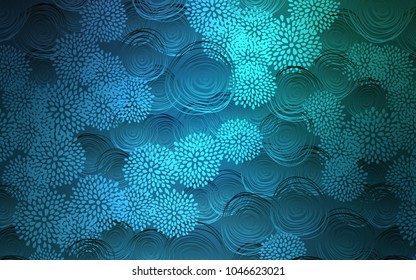 Light Blue, Green vector abstract doodle pattern. Creative illustration in blurred style with flowers. The template can be used as a background for cell phones.