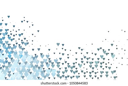 Light Blue, Green vector abstract small hearts on white background. Template for valentine day with sweet, romantic concept. Amazing pattern for your design, banner, leaflet.