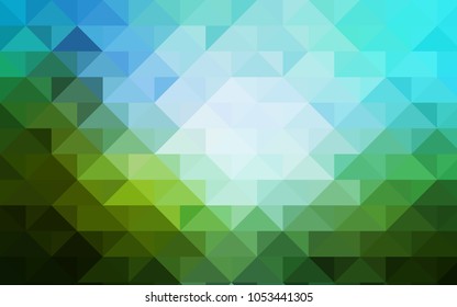 Light Blue, Green vector abstract mosaic template. Geometric illustration in Origami style with gradient.  The textured pattern can be used for background.