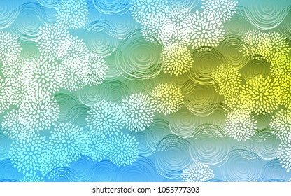 Light Blue, Green vector abstract doodle background. An elegant bright illustration with flowers in Natural style. The textured pattern can be used for website.