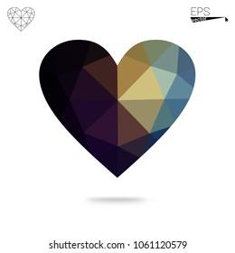 Light Blue, Green vector abstract glitter heart shape on white background in love concept for valentine's day with sweet and romantic moment. Polygonal design for your business.