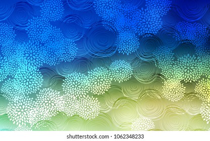 Light Blue, Green vector abstract doodle background. Brand-new colored illustration in blurry style with flowers. The doodle design can be used for your web site.