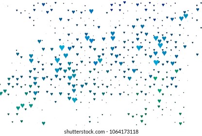 Light Blue, Green vector abstract lovely pattern with Hearts on white background. Happy Valentine's Day Greeting Card with small hearts. Stock template for your romantic ad, leaflet, banner.