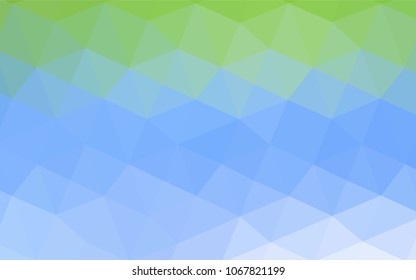 Light Blue, Green vector abstract mosaic background. Shining polygonal illustration, which consist of triangles. The template for cell phone's backgrounds.