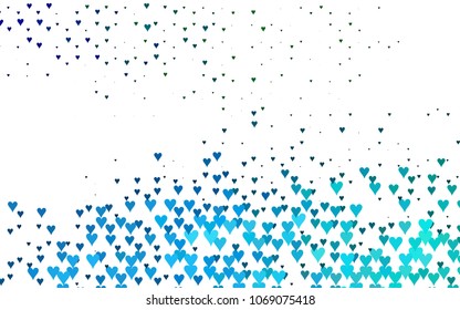 Light Blue, Green vector abstract small hearts on white background. Template for valentine day with sweet, romantic concept. Amazing pattern for your design, banner, leaflet.