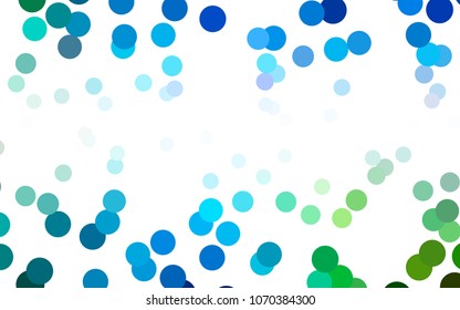 Light Blue, Green vector abstract pattern with circles. Geometry template for your business design. Background with colored spheres.