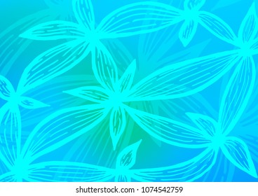 Light Blue, Green vector abstract doodle background. Blurred decorative design in Indian style with Zen tangles. The template can be used as a background for cell phones.