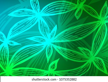 Light Blue, Green vector abstract doodle background. Glitter abstract illustration with doodles and Zen tangles. A new texture for your design.