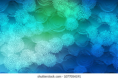 Light Blue, Green vector abstract doodle pattern. Colorful abstract illustration with flowers in doodle style. Brand-new style for your business design.