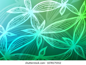 Light Blue, Green vector abstract doodle pattern. A vague abstract illustration with doodles in Indian style. Hand painted design for web, leaflet, textile.
