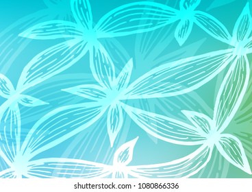 Light Blue, Green vector abstract doodle template. Decorative shining illustration with doodles on abstract template. Hand painted design for web, wrapping, wallpaper.