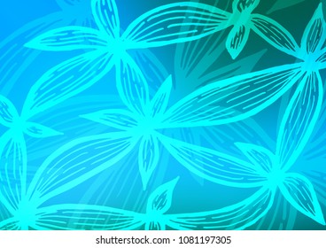 Light Blue, Green vector abstract doodle template. An elegant bright illustration with lines in Natural style. The pattern can be used for coloring books and pages for kids.