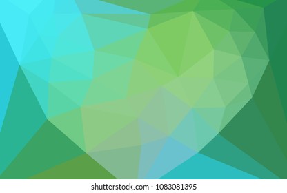 Light Blue, Green vector abstract mosaic backdrop with a heart in a centre. Colorful illustration in a polygonal style. Template for cell phone's backgrounds.