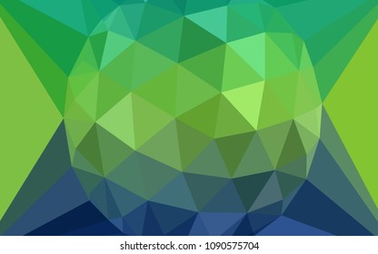 Light Blue, Green vector abstract polygonal template with a gem in a centre. Colorful illustration in a polygonal style. Triangular pattern for your design.