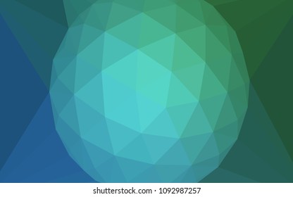 Light Blue, Green vector abstract polygonal background with a gem in a centre. Modern abstract illustration with triangles. A new texture for your web site.