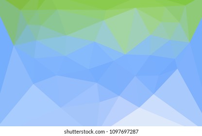Light Blue, Green vector abstract polygonal pattern with a heart in a centre. Polygonal illustration, which consists of triangles. A completely new design for your leaflet.