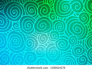Light Blue, Green vector abstract doodle background. A vague abstract illustration with doodles in Indian style. The best blurred design for your business.