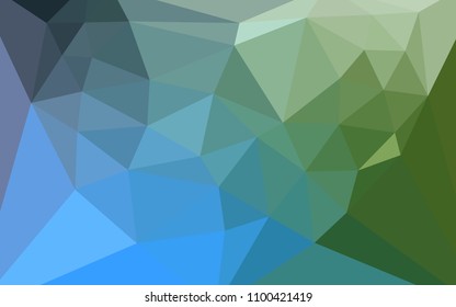 Light Blue, Green vector abstract mosaic backdrop with a heart in a centre. Modern abstract illustration with triangles. Textured pattern for your backgrounds.