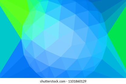 Light Blue, Green vector abstract polygonal pattern with a gem in a centre. Colorful abstract illustration with triangles. Template for cell phone's backgrounds.