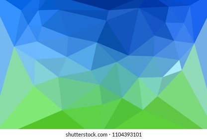 Light Blue, Green vector abstract polygonal background with a heart in a centre. Modern abstract illustration with triangles. Completely new template for your banner.