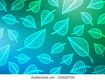 Light Blue, Green vector abstract doodle template. Doodles on blurred abstract background with gradient. The elegant pattern can be used as a part of a brand book.