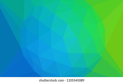 Light Blue, Green vector abstract polygonal background with a gem in a centre. Illustration in halftone style with triangles. A new texture for your web site.