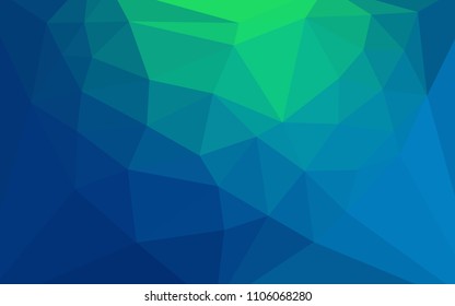 Light Blue, Green vector abstract polygonal pattern with a heart in a centre. Modern abstract illustration with triangles. Textured pattern for your backgrounds.
