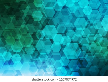 Light Blue, Green vector abstract mosaic template. Creative illustration in halftone style with gradient. hexagonal pattern for your business design.