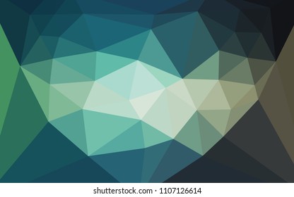 Light Blue, Green vector abstract polygonal background with a heart in a centre. Polygonal abstract illustration with gradient. Pattern for a brand book's backdrop.