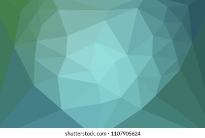 Light Blue, Green vector abstract polygonal background with a heart in a centre. Modern abstract illustration with triangles. New template for your brand book.