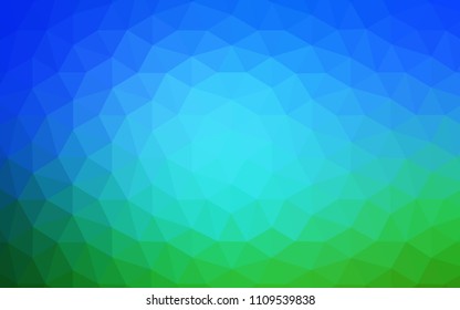 Light Blue, Green vector abstract polygonal template. Shining polygonal illustration, which consist of triangles. A completely new design for your leaflet.