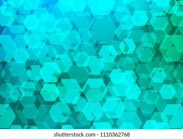 Light Blue, Green vector abstract mosaic pattern. Geometric illustration in Origami style with gradient.  The best hexagonal design for your business.