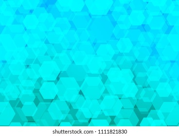 Light Blue, Green vector abstract mosaic template. hexagonal geometric sample with gradient.  The textured pattern can be used for background.
