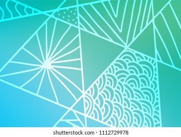 Light Blue, Green vector abstract doodle texture. A vague abstract illustration with doodles in Indian style. The doodle design can be used for your web site.