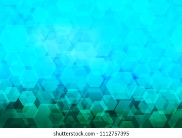 Light Blue, Green vector abstract mosaic background. Glitter abstract illustration with an elegant design. hexagonal pattern for your business design.