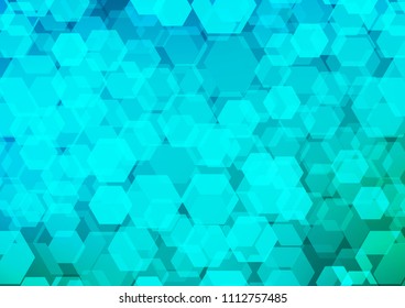Light Blue, Green vector abstract mosaic template. hexagonal geometric sample with gradient.  The completely new template can be used for your brand book.