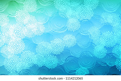 Light Blue, Green vector abstract doodle pattern. A vague abstract illustration with flowers in doodles style. The pattern can be used for wallpapers and coloring books.