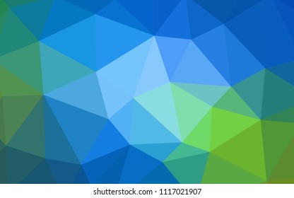 Light Blue, Green vector abstract mosaic backdrop. Glitter abstract illustration with an elegant triangles. Brand new design for your business.