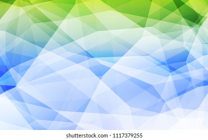 Light Blue, Green vector abstract mosaic pattern. Triangular geometric sample with gradient.  New template for your brand book.