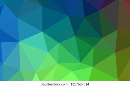 Light Blue, Green vector abstract mosaic pattern. Triangular geometric sample with gradient.  Textured pattern for your backgrounds.